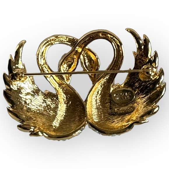 The NOLAN MILLER Glamour Collection Pave Swan Pin Brooch Gold Tone w/Box - Picture 3 of 5